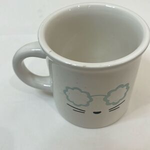 Holiday Home Art Kitten 3 Cups Speckled White Blue Eyes Black Whiskers 3 Cups